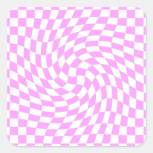 Rosa und weiße Karos Gestaltungsmuster Quadratischer Aufkleber