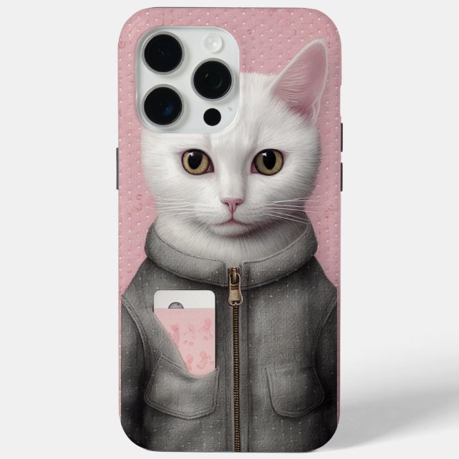 Rosa und weiße Katze mit Telefon Case-Mate iPhone Hülle (Rückseite)