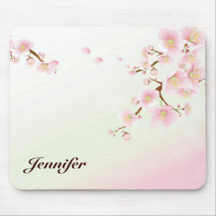 Rosa und weiße Kirschblossom Natrongramm Mousepad