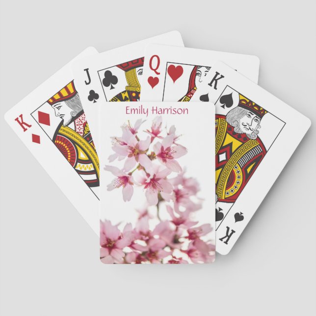 Rosa und weiße Kirschblüten Spielkarten (Rückseite)