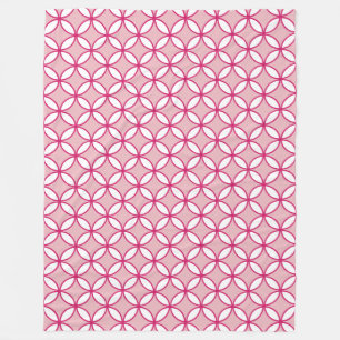 Rosa und weiße Kreise Blätter, Diamantmuster Fleecedecke