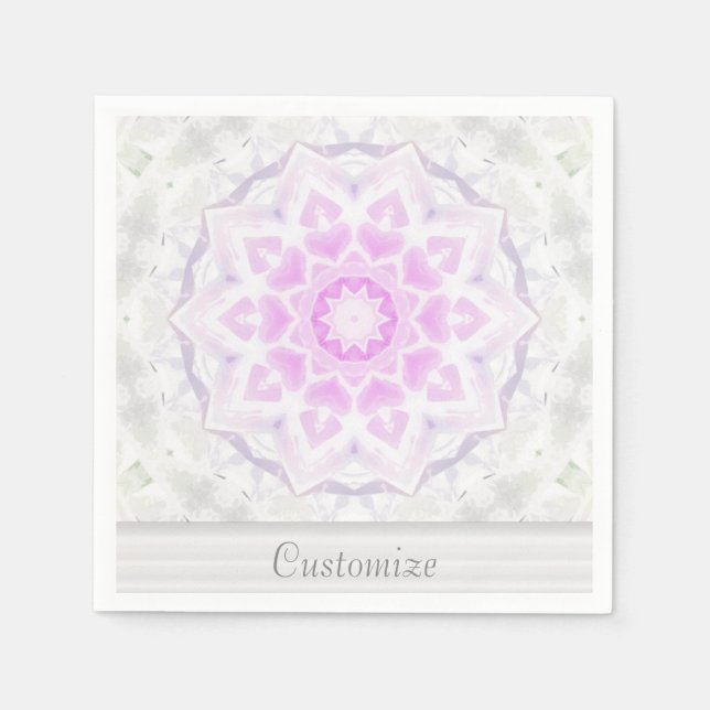 Rosa und Weiße Lacy Kaleidoscope Hearts Napkins Serviette (Vorderseite)