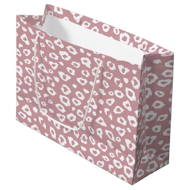 Rosa und weiße Leoparden Große Geschenktüte (Vorderseite Schrägansicht)