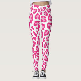 Rosa und weiße Leoparden Leggings