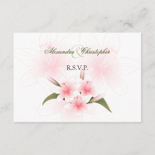 Rosa und weiße Lilien Hochzeit RSVP Karte