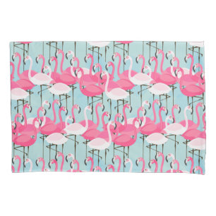 Rosa und weiße Menge der Flamingos Kissenbezug