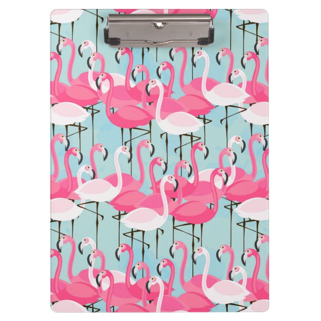 Rosa und weiße Menge der Flamingos Klemmbrett (Vorderseite)