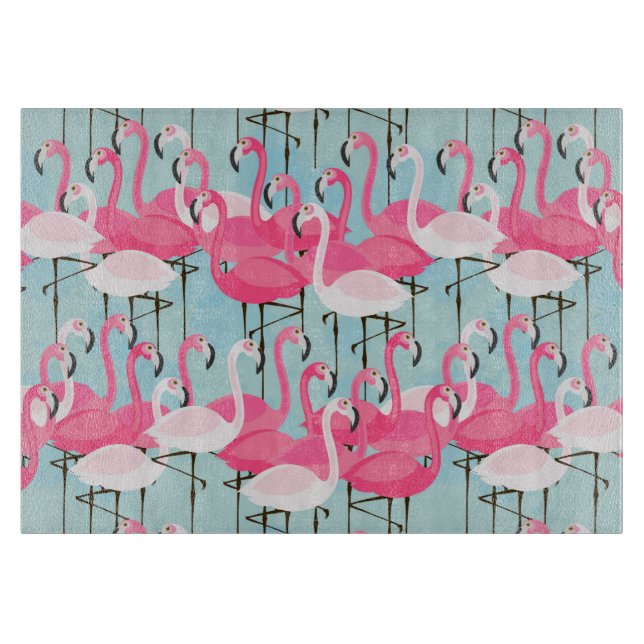 Rosa und weiße Menge der Flamingos Schneidebrett (Vorderseite)