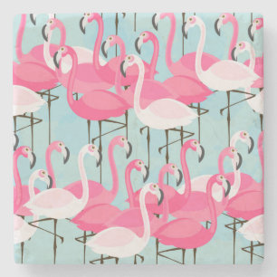 Rosa und weiße Menge der Flamingos Steinuntersetzer