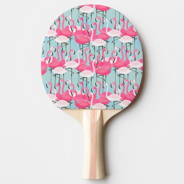 Rosa und weiße Menge der Flamingos Tischtennis Schläger (Vorderseite)