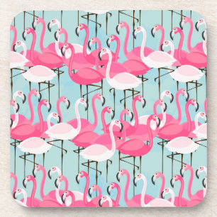 Rosa und weiße Menge der Flamingos Untersetzer