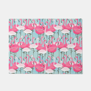 Rosa und weiße Menschenmenge von Flamingos Fußmatte