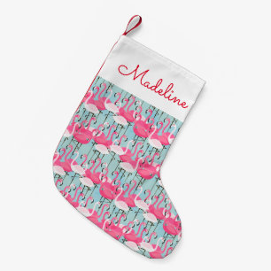 Rosa und weiße Menschenmenge von Flamingos  Name  Kleiner Weihnachtsstrumpf