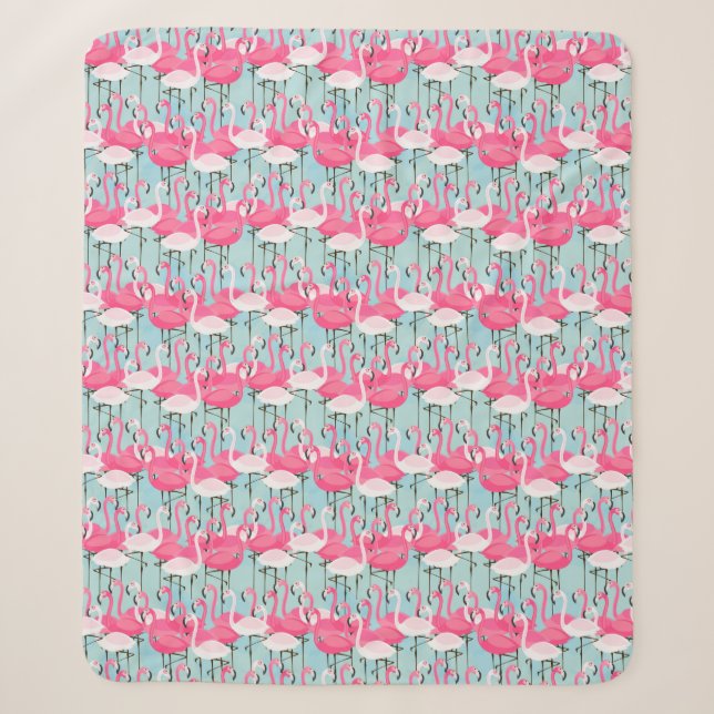Rosa und weiße Menschenmenge von Flamingos Sherpadecke (Vorderseite)