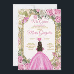 Rosa und weiße Mis Quince 15 Anos Gold Crown Einladung<br><div class="desc">Quinceañera Pink & White Gold Crown Einladung Mis Quince 15 Anos,  16. Geburtstag, </div>