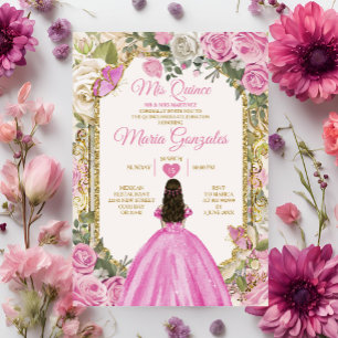 Rosa und weiße Mis Quince 15 Anos Gold Crown Einladung