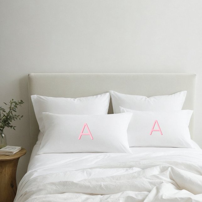 Rosa und weiße, moderne Monogramm-Pillowcase Kissenbezug (Von Creator hochgeladen)