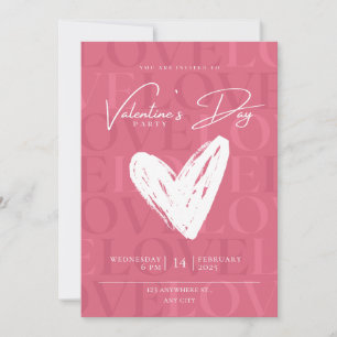 Rosa und Weiße Moderne Valentinstag-Einladung Feiertagskarte