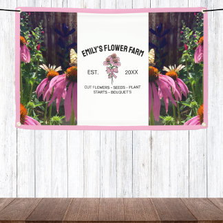 Rosa und Weiße Moderne Zwei-Foto-Blumenfarm Banner