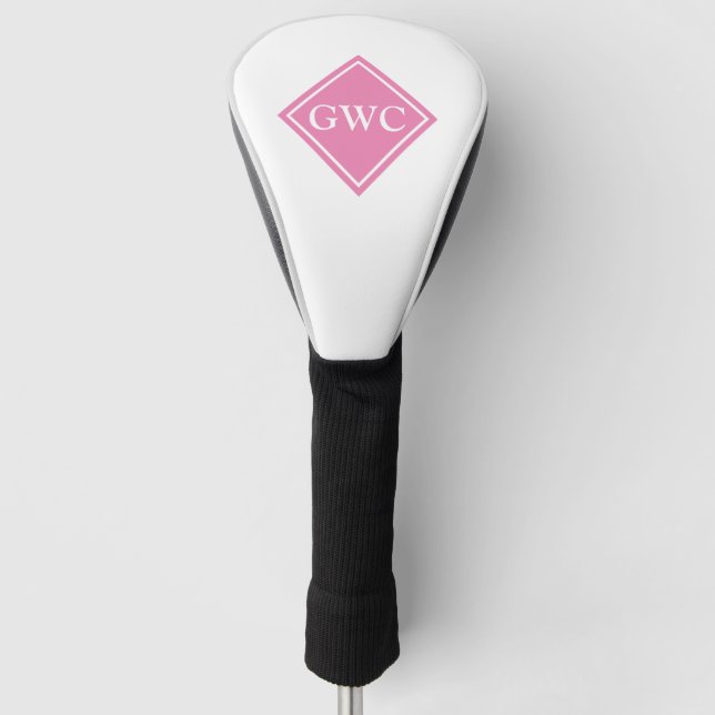 rosa und weiße Monogramm Golf Headcover (Vorderseite)