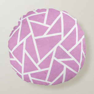 Rosa und weiße Mosaikmuster Rundes Kissen