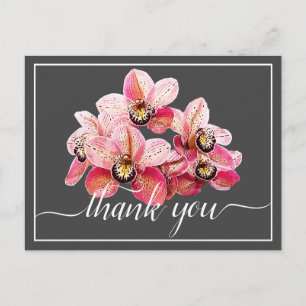 Rosa und weiße Orchideen grauer Hintergrund Dankes Postkarte