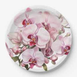 Rosa und weiße Orchideen Hochzeit Pappteller