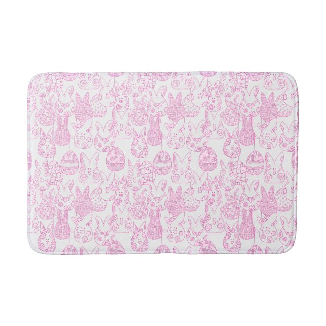 Rosa und weiße Osterbäume und Eier Badematte (Vorderseite)