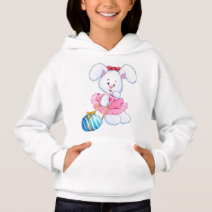 Rosa und weiße Ostersonnige Kaninchen mit Ostereie Hoodie