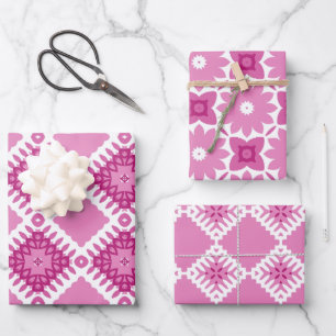 Rosa und weiße Papierpackung 80 Geschenkpapier Set
