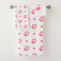 Rosa und weiße Paw-Drucke und Polka-Punkte
