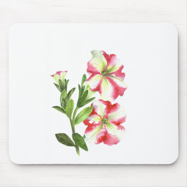 Rosa und weiße Petunien Kunst und Kultur Mousepad (Vorne)