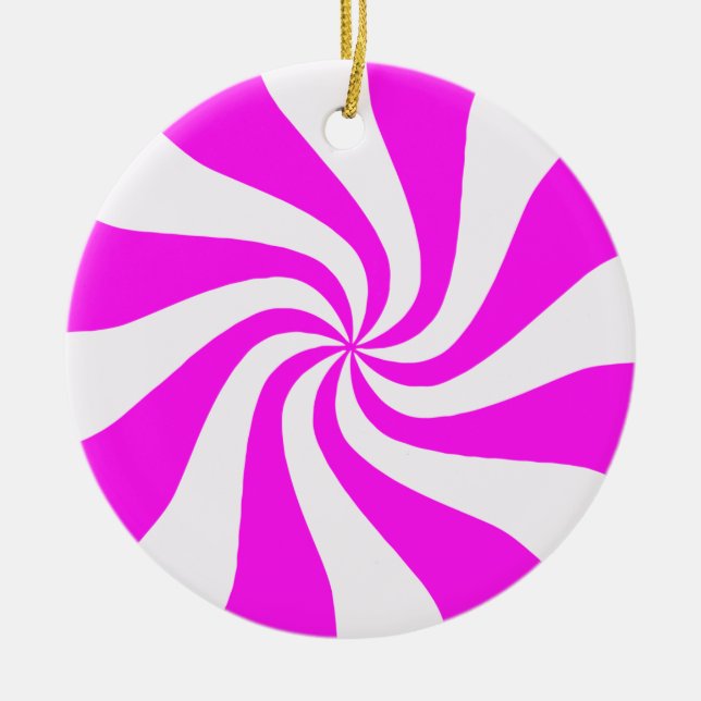 Rosa und weiße Pfefferminzbonbon Weihnachtsschmuck (Vorne)