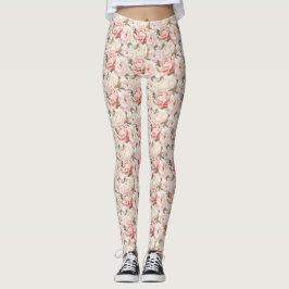 Rosa und weiße Pfirsiche blühen überdruckt Legging Leggings