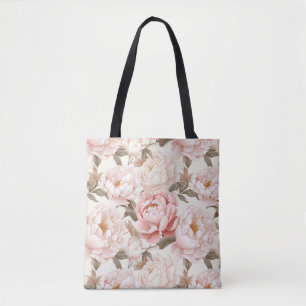 Rosa und weiße Pfirsiche blühen überdruckt Tasche