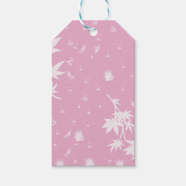 Rosa und weiße Pflanze Geschenkanhänger (Vorderseite)