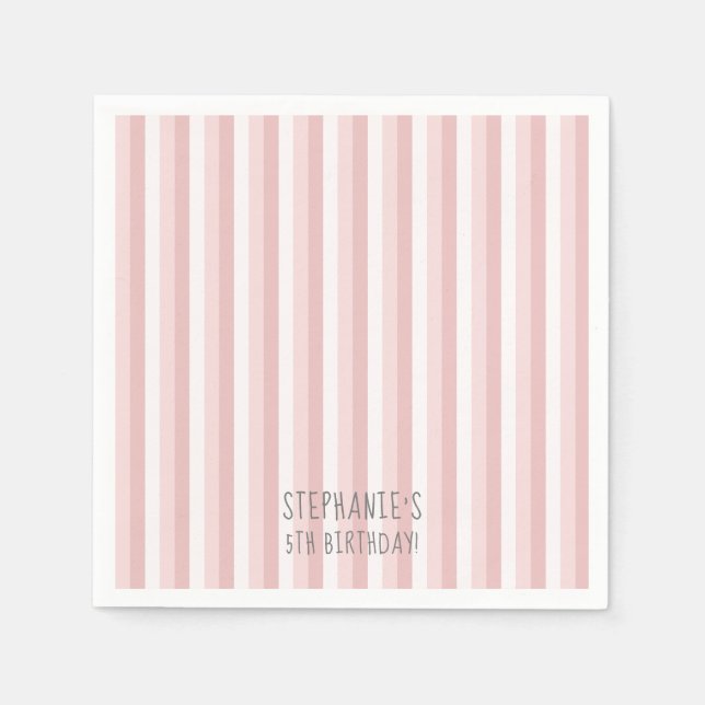 Rosa und weiße Pinstripes Napkins Serviette (Vorderseite)