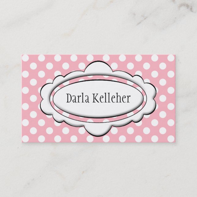 Rosa und weiße Polka Dot Business Cards Visitenkarte (Vorderseite)