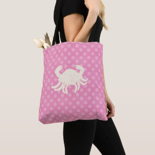 Rosa und weiße Polka Dot Crab Dog Tove Bag Tasche