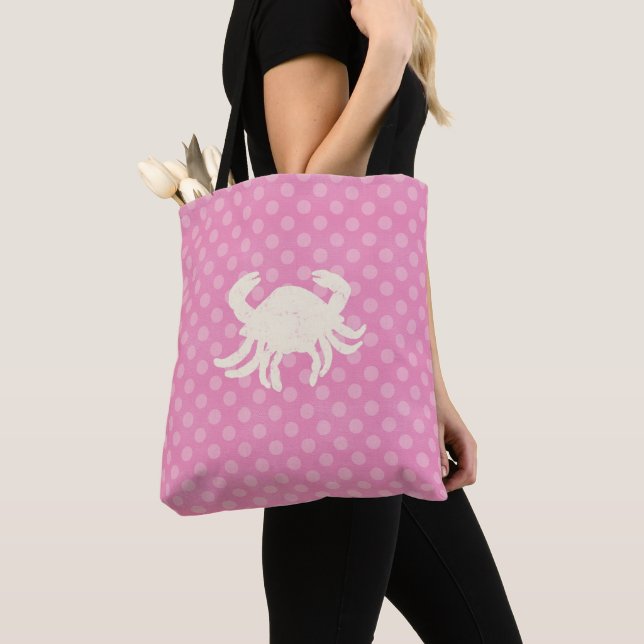Rosa und weiße Polka Dot Crab Dog Tove Bag Tasche (Von Nahem)