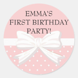 Rosa und weiße Polka-Dot mit Birthday-Sticker Runder Aufkleber