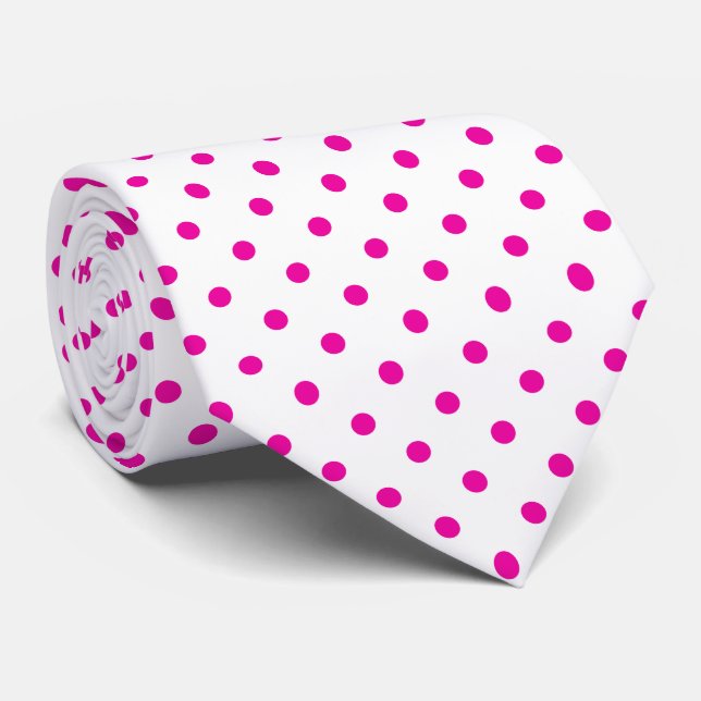Rosa und weiße Polka Dot Necktie Krawatte (Gerollt)