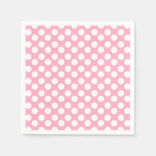 Rosa und weiße Polka Dot Paper Napkin Serviette