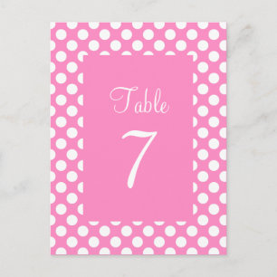 Rosa und weiße Polka Dot Tischnummer Postkarte