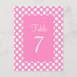 Rosa und weiße Polka Dot Tischnummer Postkarte
