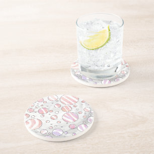 Rosa und weiße Polka Dot Zebra Getränkeuntersetzer