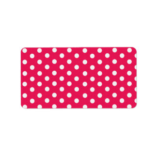 Rosa und weiße Polka-Punkte Adressaufkleber
