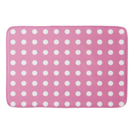 Rosa und weiße Polka-Punkte Badematte