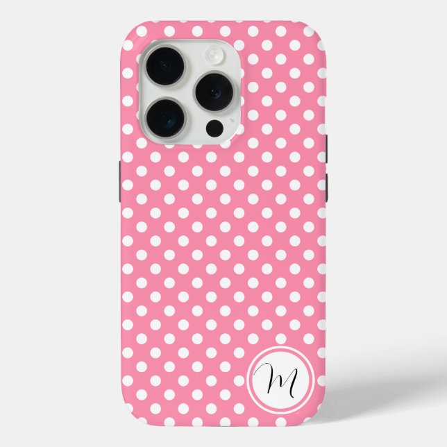 Rosa und weiße Polka-Punkte Case-Mate iPhone Hülle (Rückseite)