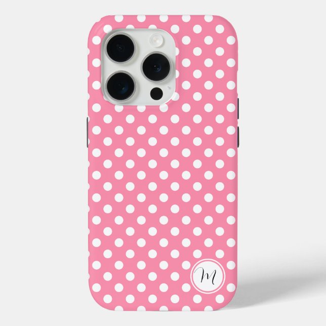 Rosa und weiße Polka-Punkte Case-Mate iPhone Hülle (Rückseite)